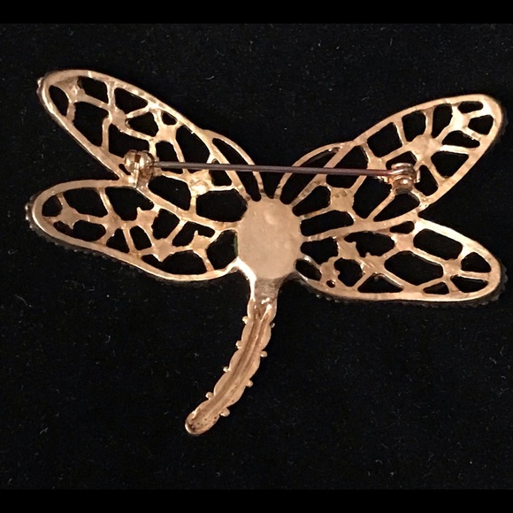 Vintage Goldtone Multi Gem Dragonfly Brooch - Picture 6 of 6